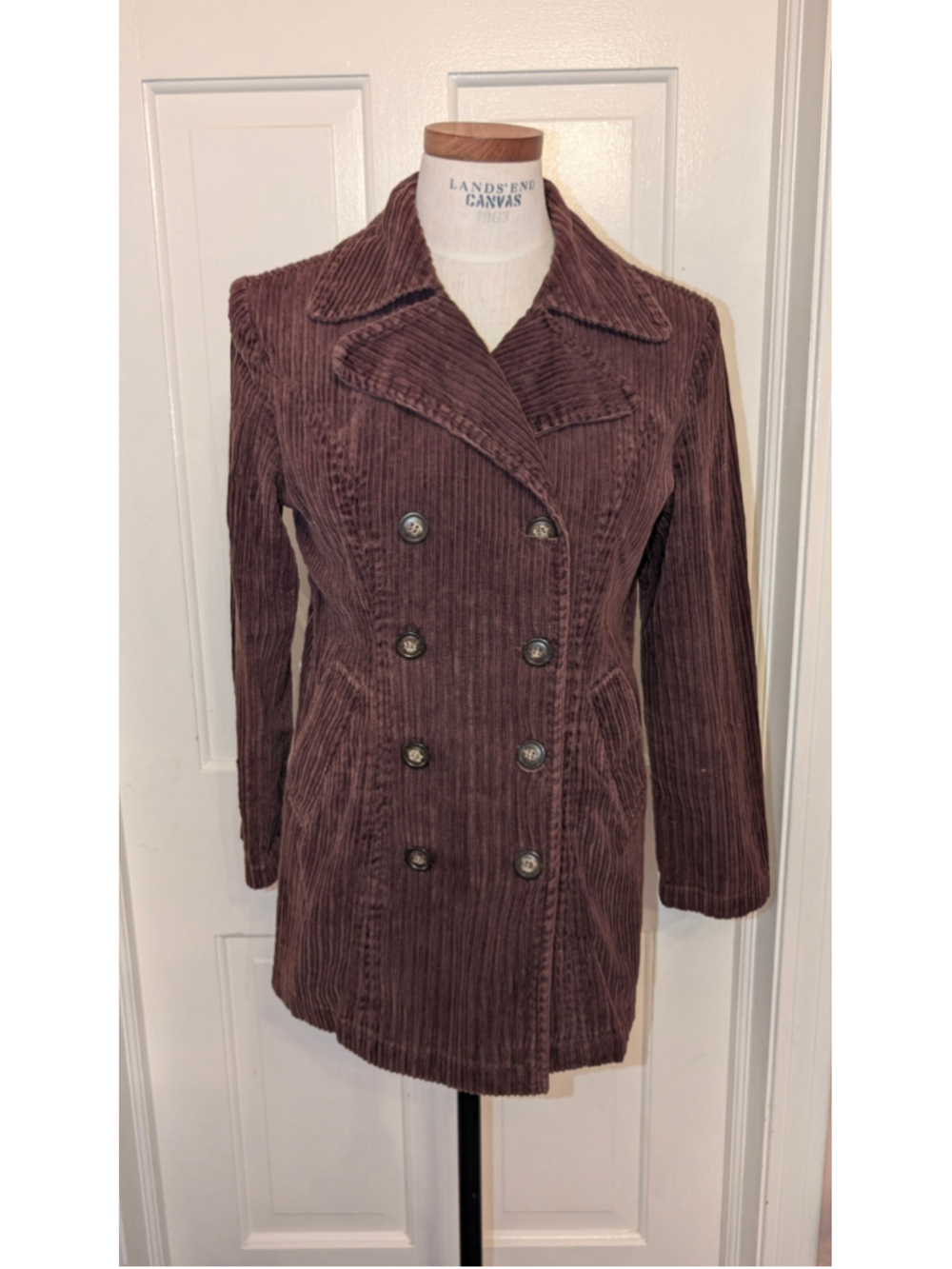 Women's ellemenno Brown Corduroy Pea Coat M